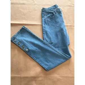 My Boo Light Wash Cargo Straight Leg Jeans Blue Button Ankle Detail Size L